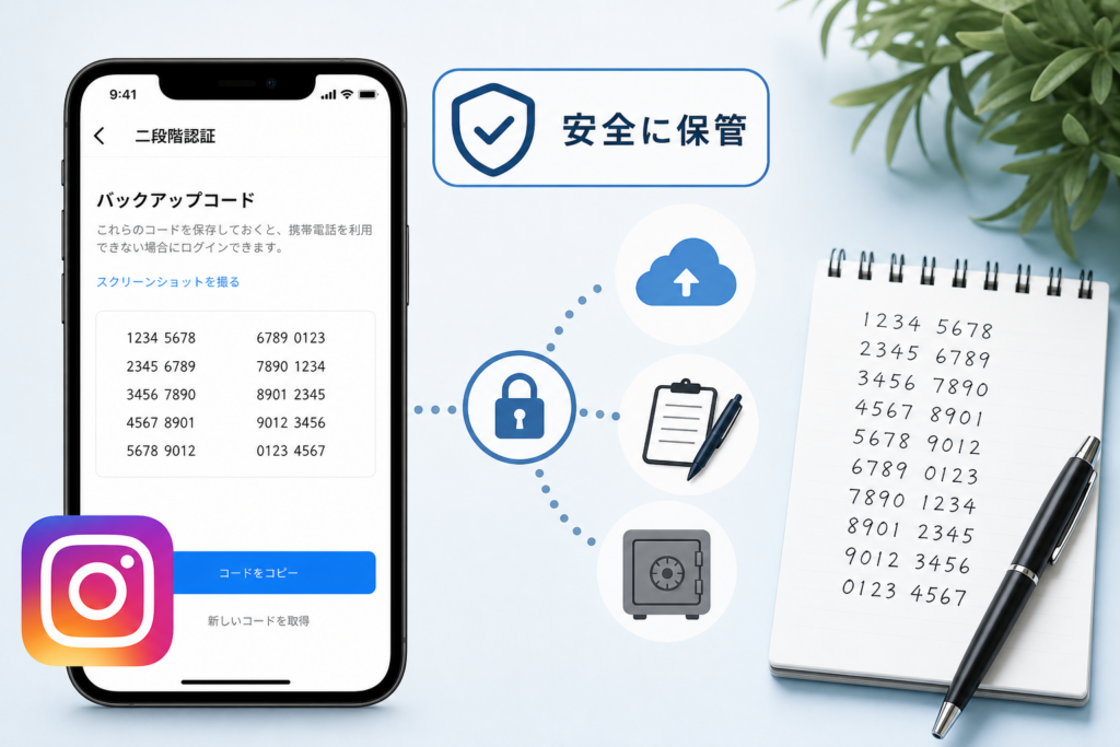 Instagramバックアップコードの確認・保存手順