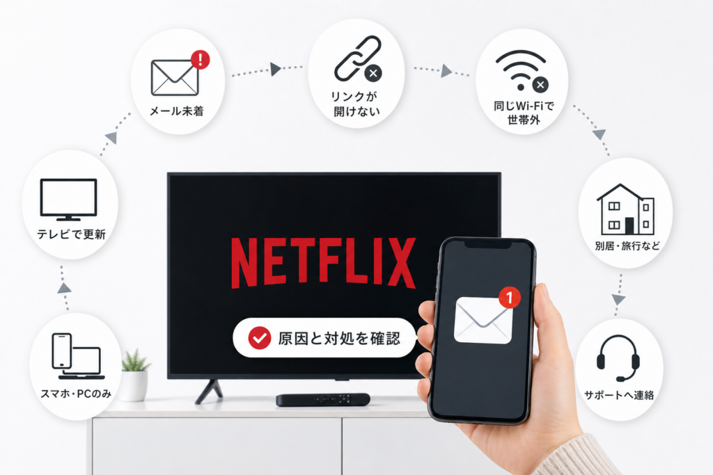 Netflixご利用世帯の更新メールが届かない・リンクが開けない場合