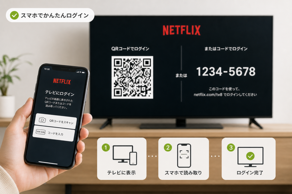 QRコード・テレビのログインコードを使ってスマホからログインする方法