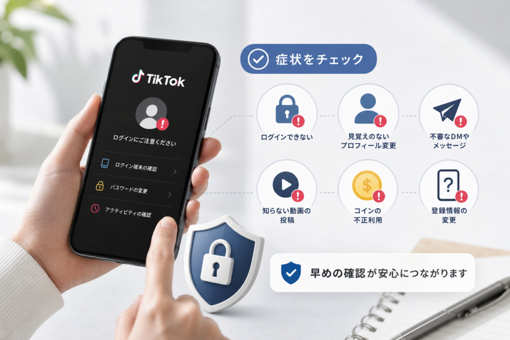 TikTok乗っ取りを疑う症状と確認方法