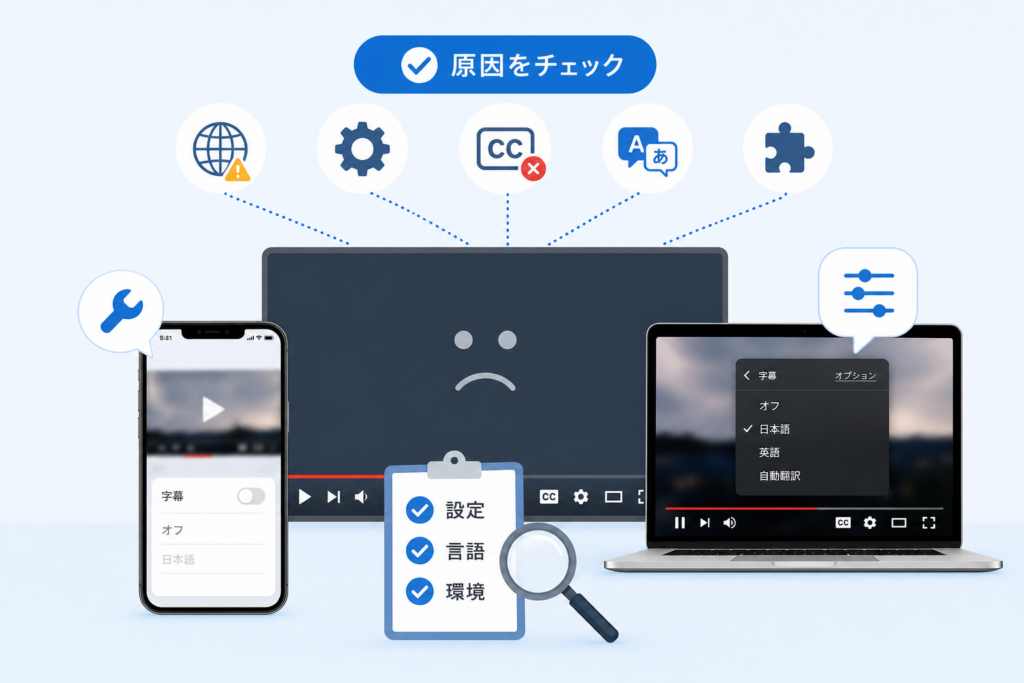 YouTubeの字幕が出ない主な原因