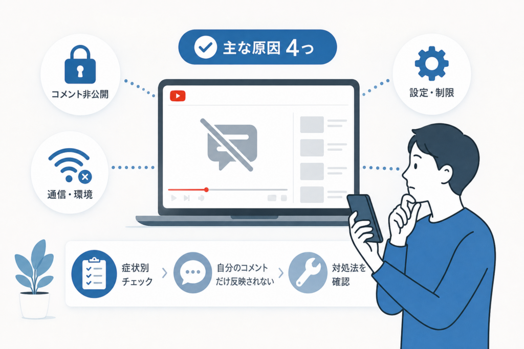 YouTubeコメントが表示されない主な原因