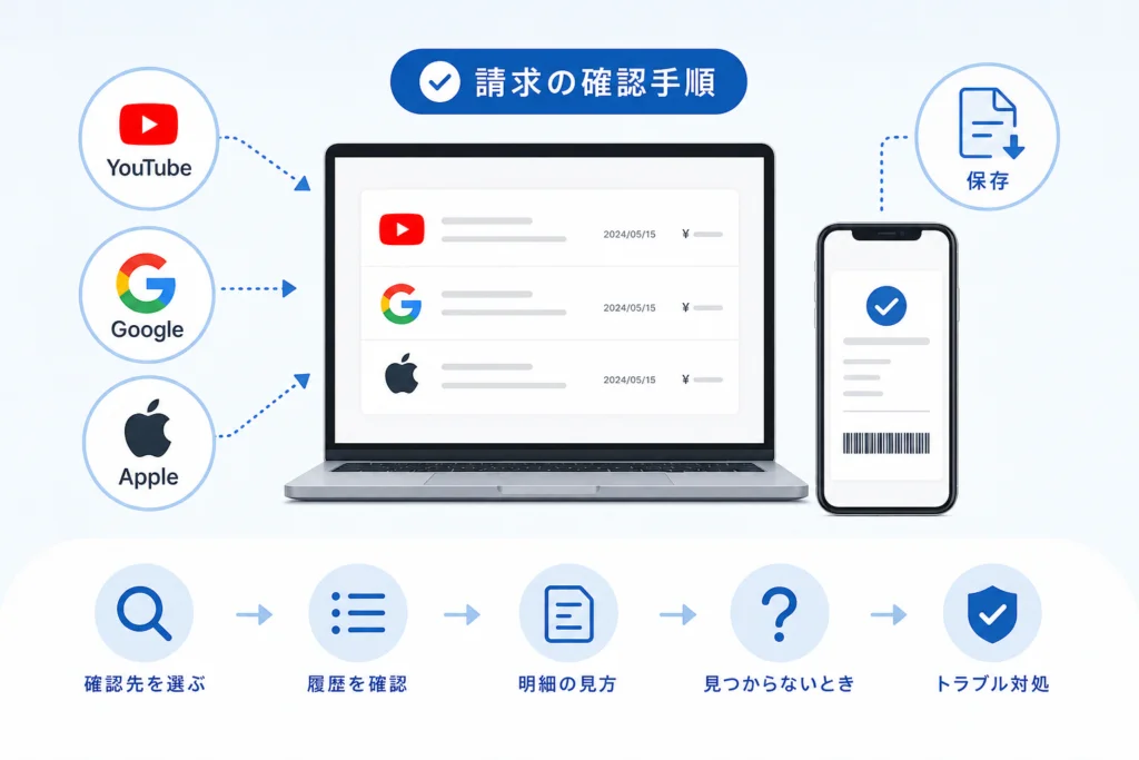 YouTube/Googleで購入した請求の確認手順