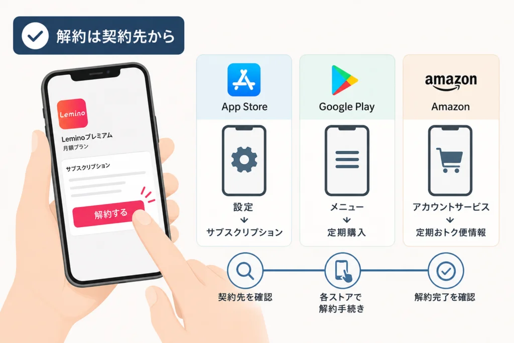 App Store・Google Play・Amazonで契約した場合の解約手順