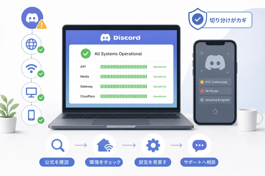 Discord公式ステータスで障害と復旧状況を確認する方法