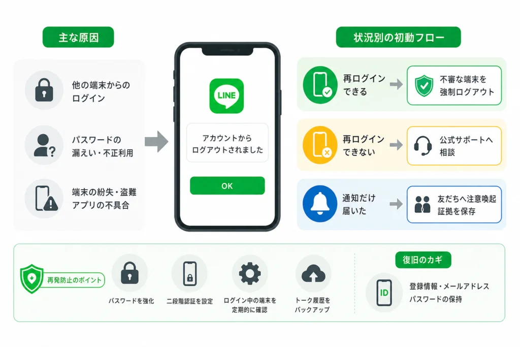 「アカウントからログアウトされました」と表示される原因は？