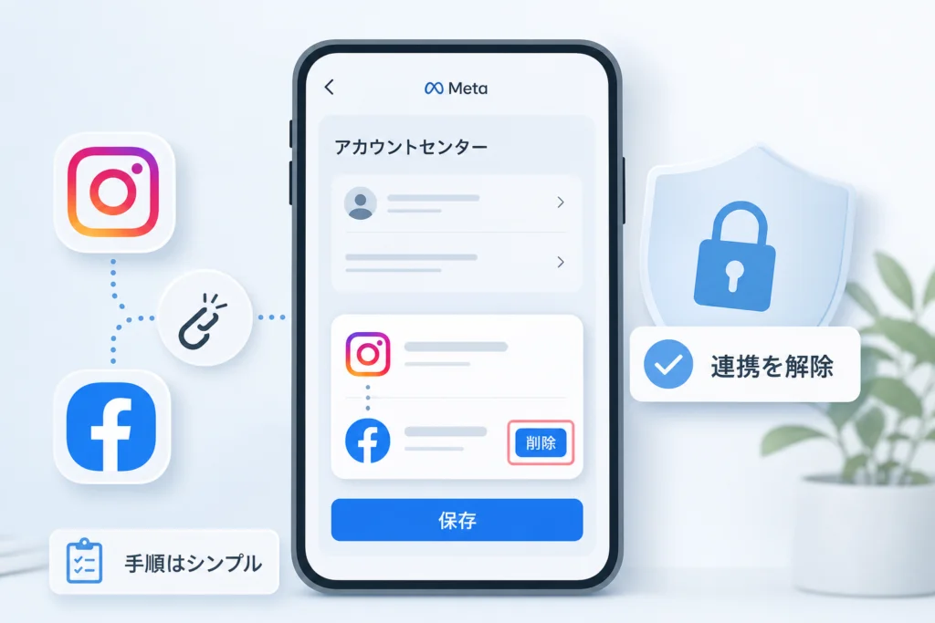 アカウントセンターからFacebookを削除して連携を解除する方法
