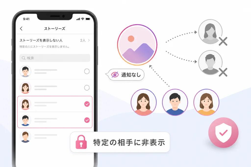 ストーリーズを特定の相手に非表示にする設定手順