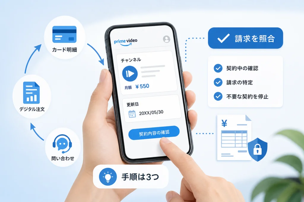 スマホで契約中のチャンネル・料金・更新日を確認する手順