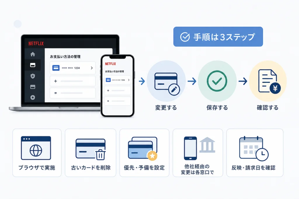 スマホ・PCでNetflixの支払い方法を変更する手順