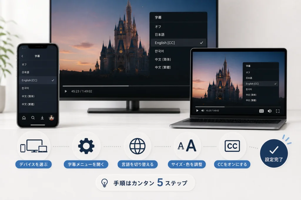 スマホ・PC・テレビで字幕の言語を切り替える方法