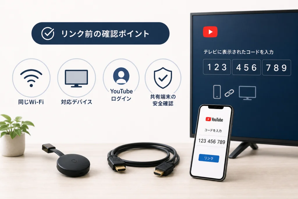 テレビコードでリンクする前に何を確認する?