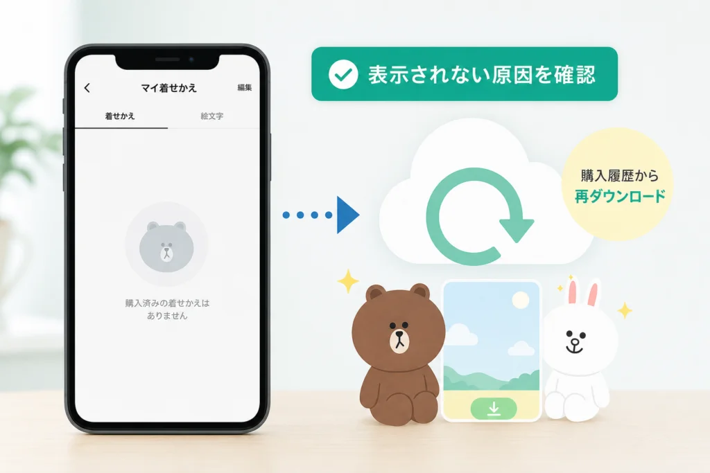 マイ着せかえに購入済みアイテムが表示されないとき