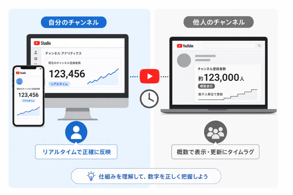 他人の登録者数が概数になる仕組みと更新の刻み幅