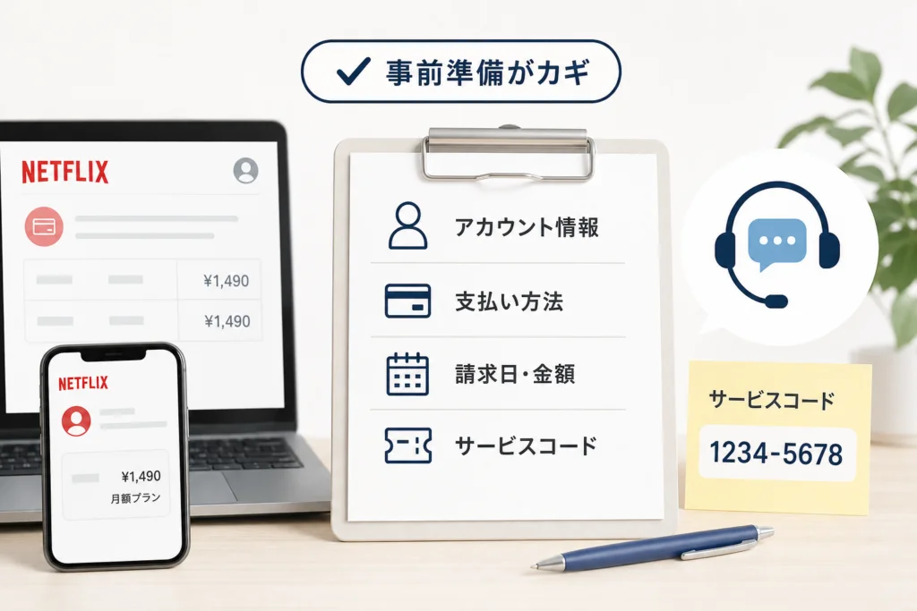 問い合わせ前に何を準備する？請求情報とサービスコード