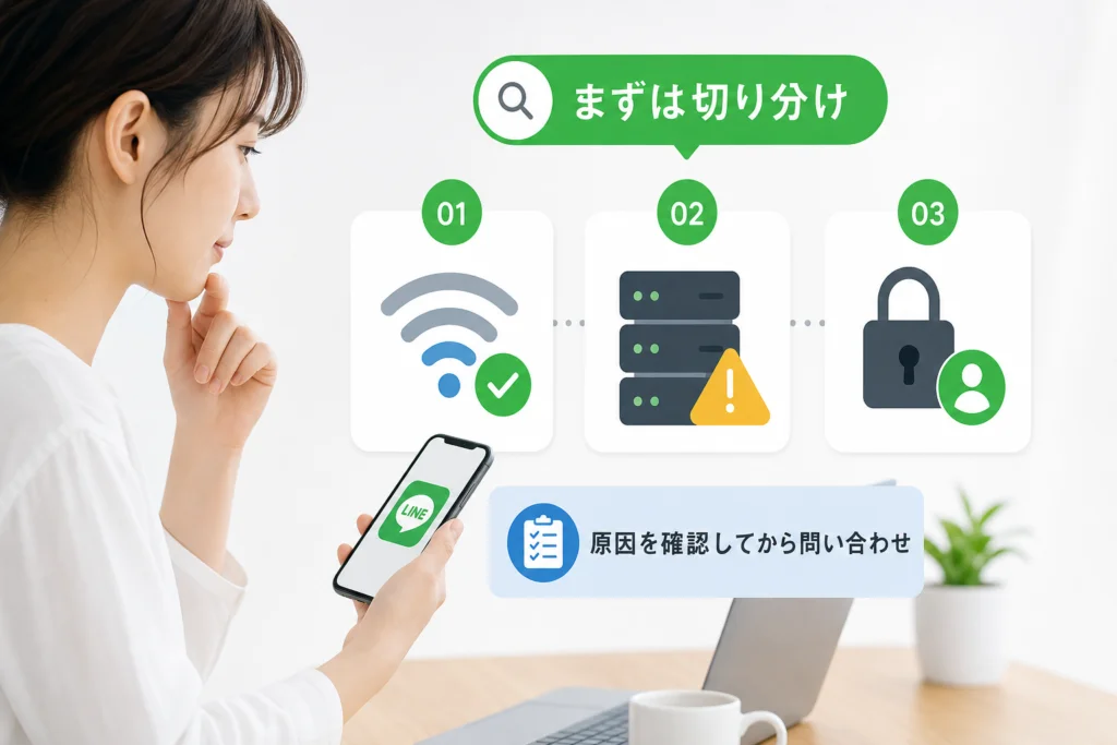 問い合わせ前に利用制限・障害・ログイン不具合を切り分ける
