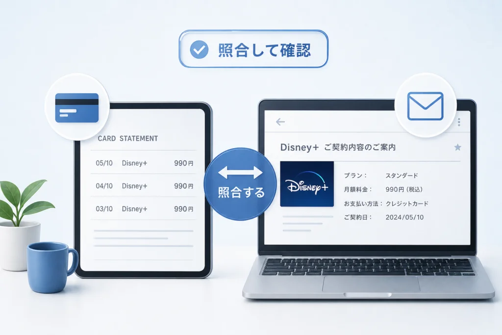 契約元が分からないときはカード明細と契約メールを照合する