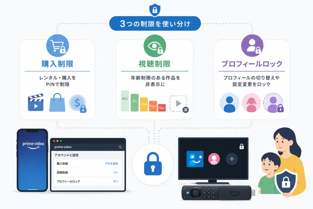 購入制限・視聴制限・プロフィールロックの違い