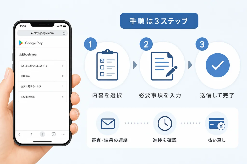 Google Playの返金申請をスマホのブラウザから進める手順