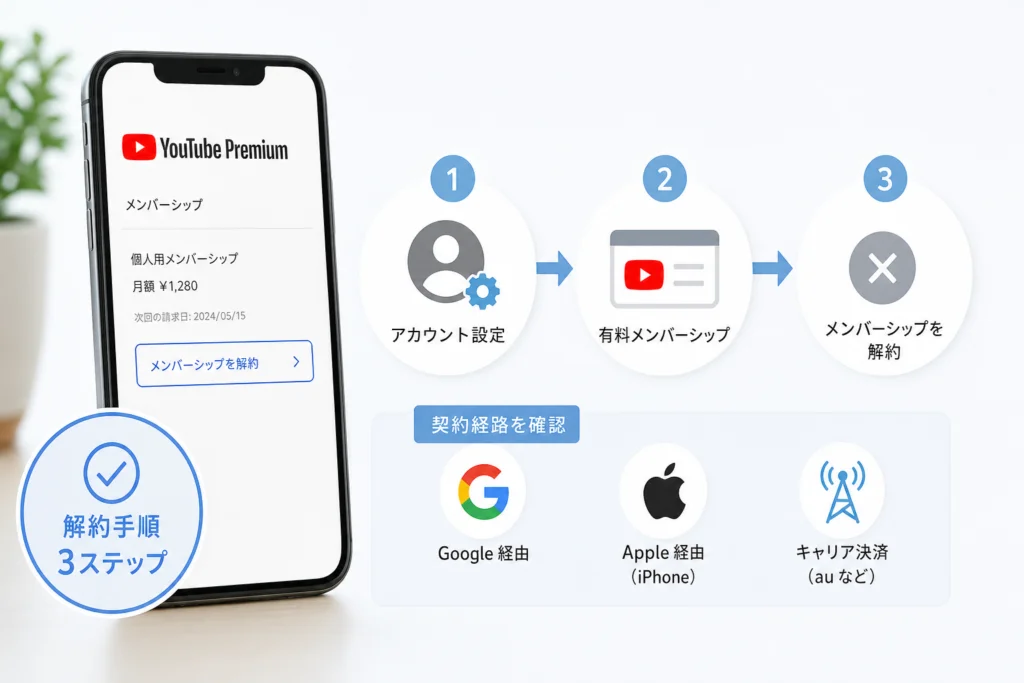 Google経由のYouTube Premiumを解約する方法