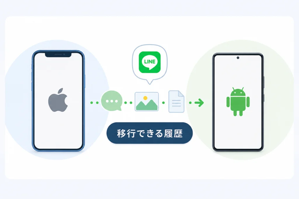 iPhoneとAndroid間の引き継ぎで移行できる履歴は?