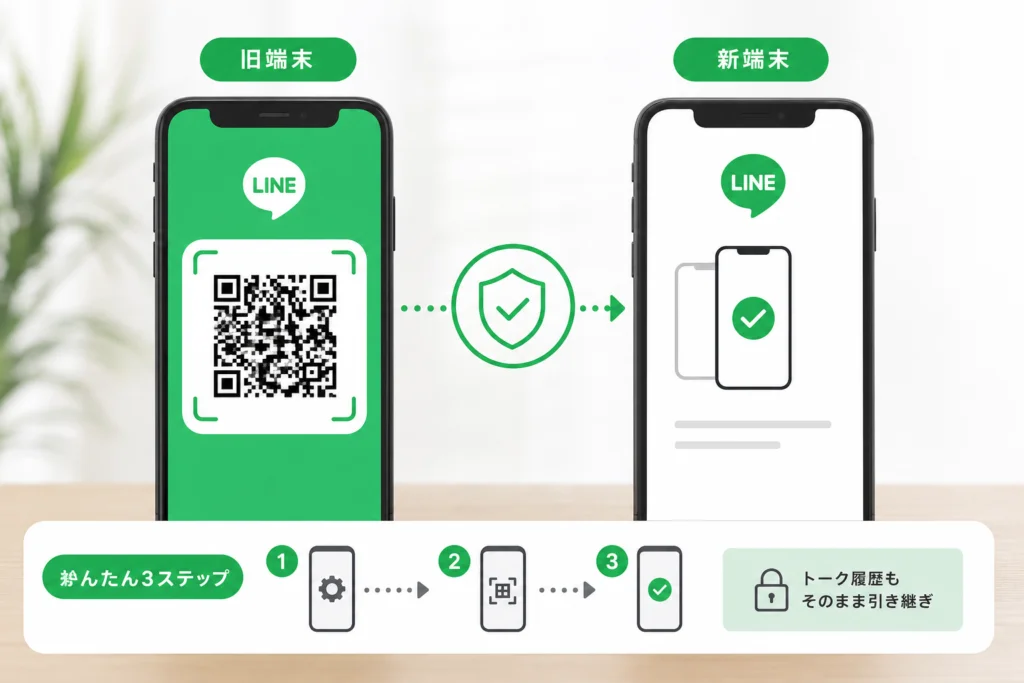 LINEをQRコードで引き継ぐ操作順は?