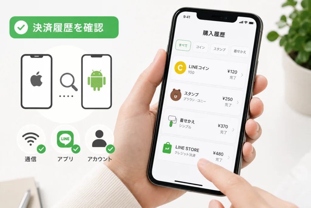 LINEコインが反映されないときはiPhone・Androidの決済履歴を確認
