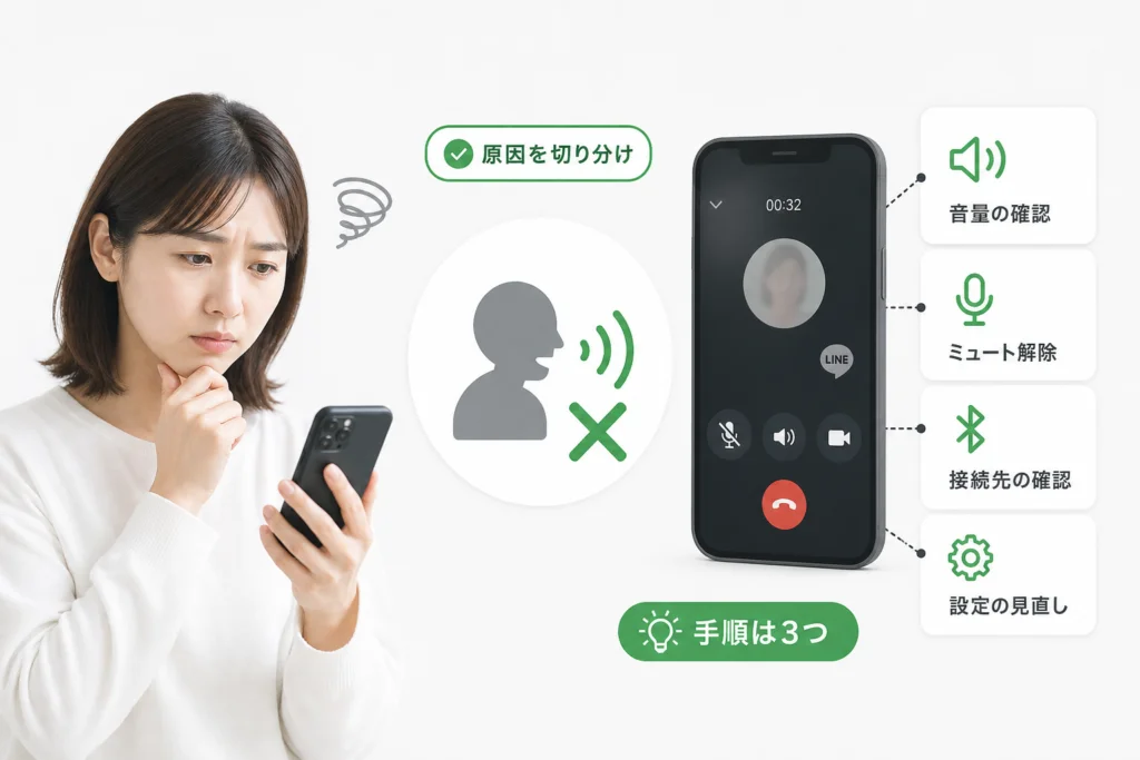 LINE通話で自分の声が相手に届かないときの直し方