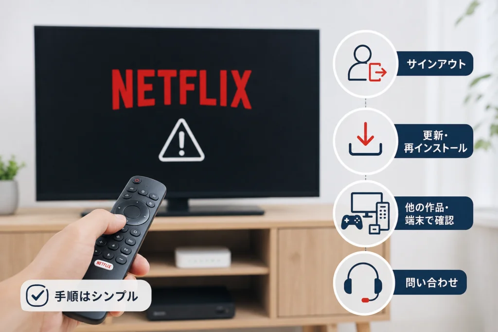 Netflixアプリのサインアウトと再ログイン