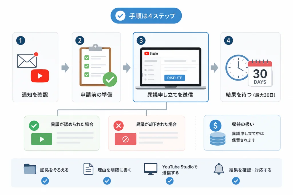 YouTube StudioでContent IDの異議申し立てを送信する手順