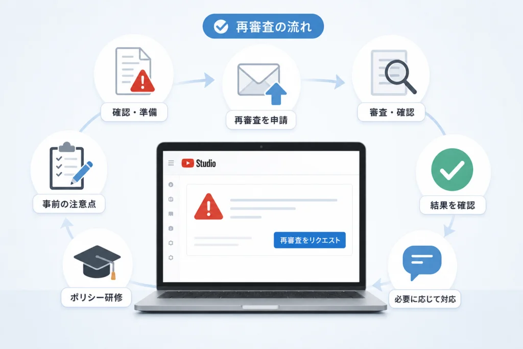 YouTube Studioで再審査請求する手順